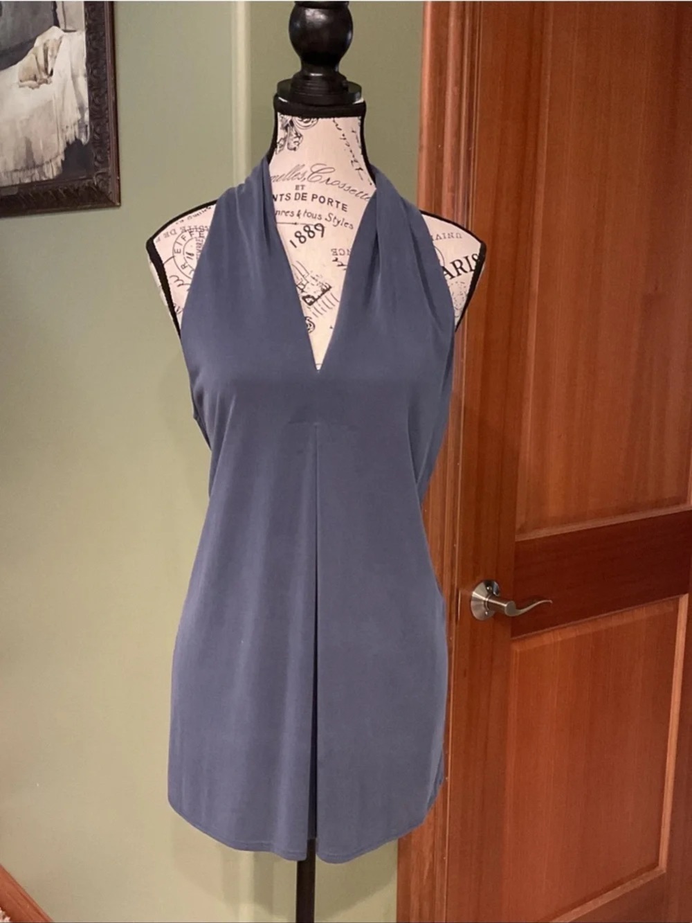 Women's Blue Halter V-Neck Camisole